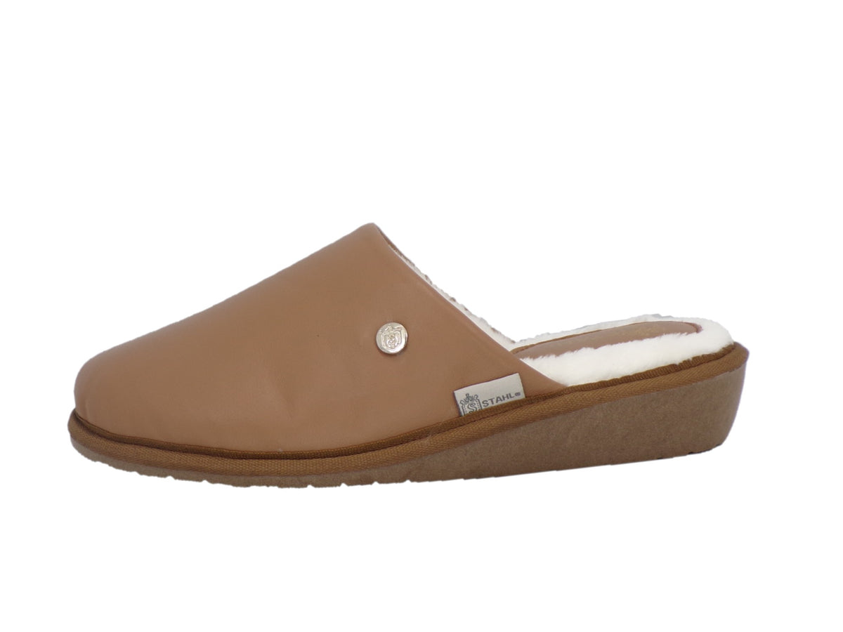 Pantuflas E-3873 de piel de borrego para mujer, suela antiderrapante