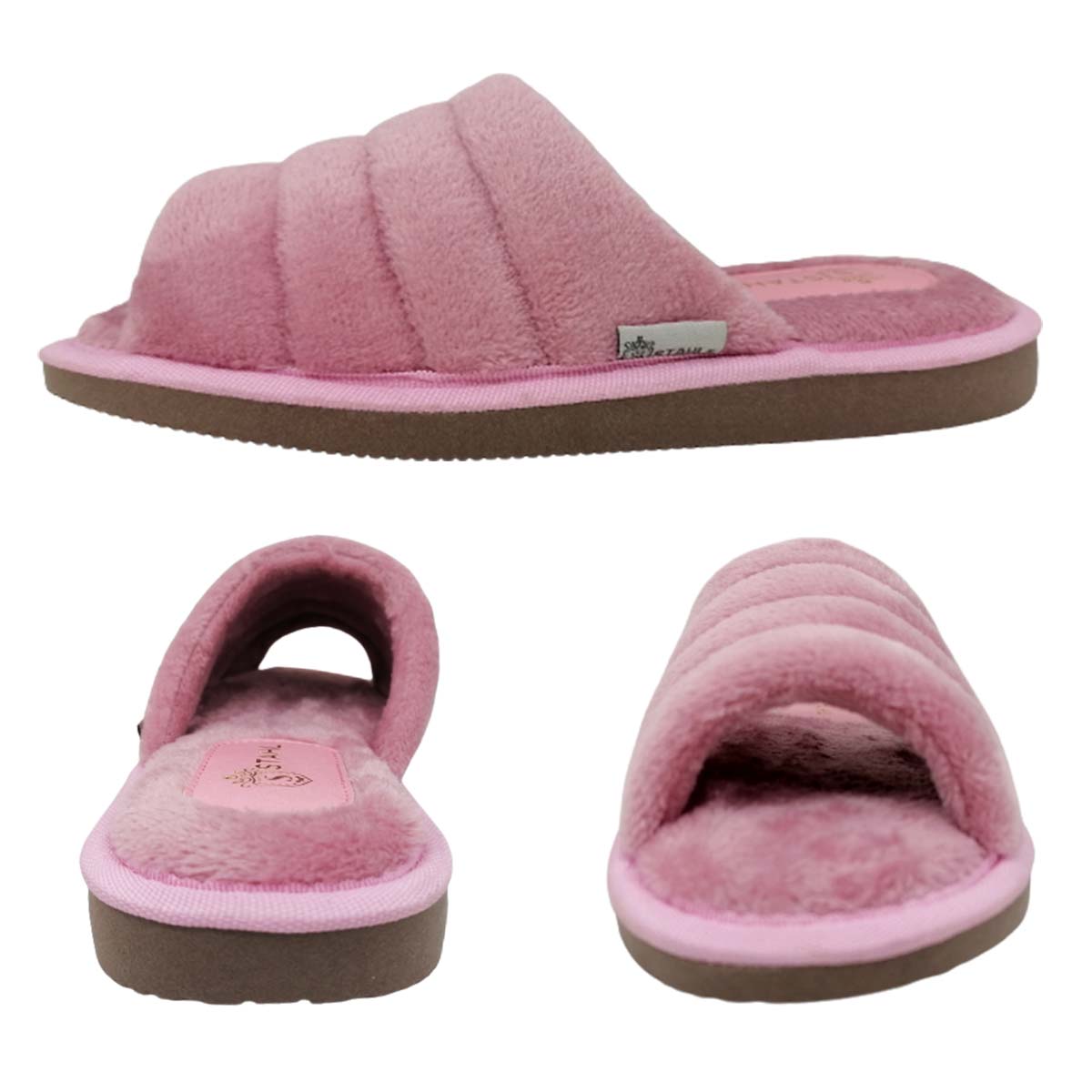 Pantuflas E-3968 de textil para mujer, vista de tres cuartos