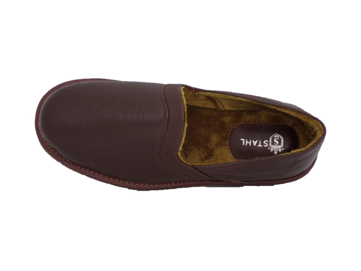 Pantuflas E-9573 de piel de borrego para hombre, par completo