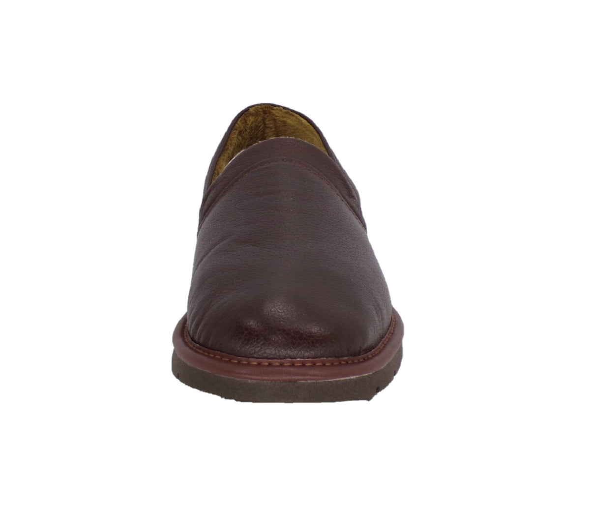 Pantuflas E-9573 de piel de borrego para hombre, detalle del corte