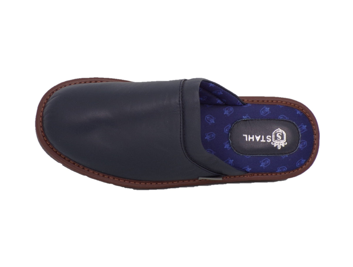 Pantuflas E-1810 de piel de borrego para hombre, suela antiderrapante