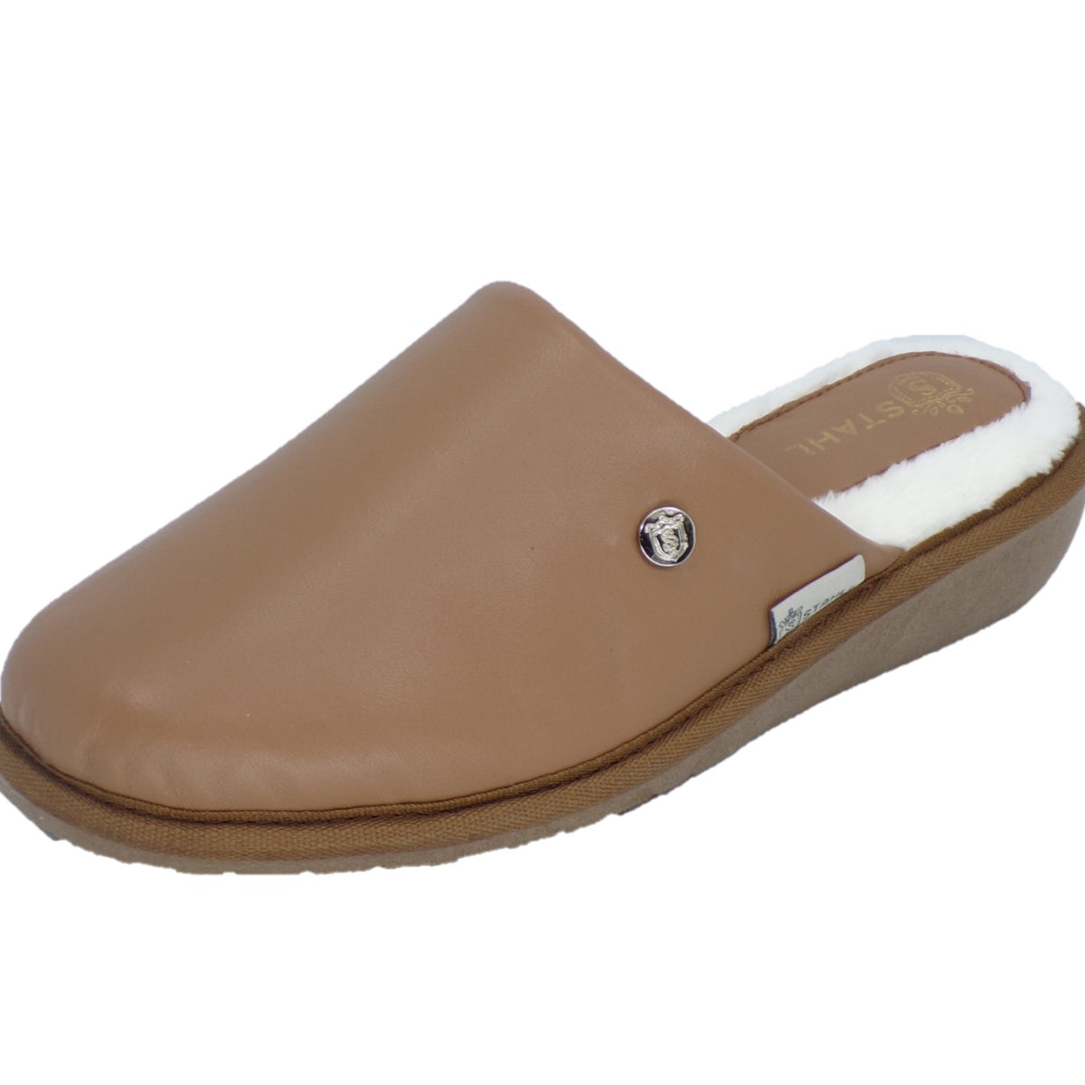 Pantuflas E-3873 de piel de borrego para mujer, vista lateral