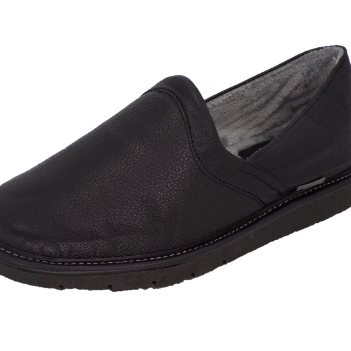 Pantuflas E-9573 de piel de borrego para hombre, vista lateral