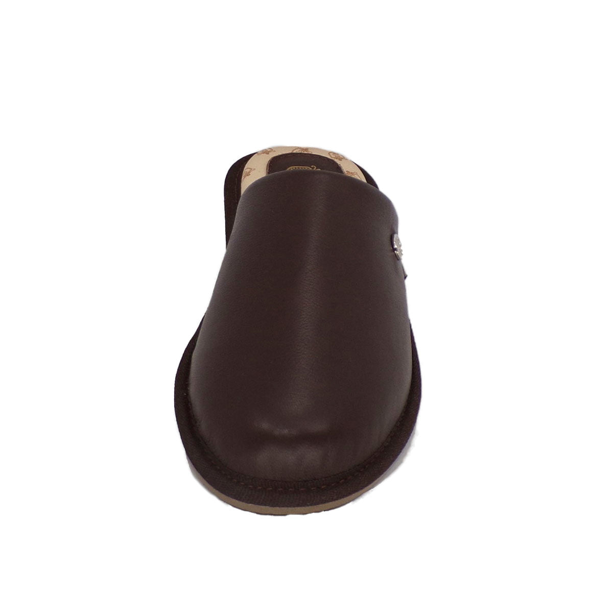 Pantuflas E-1838 de piel de borrego para mujer, detalle de la costura