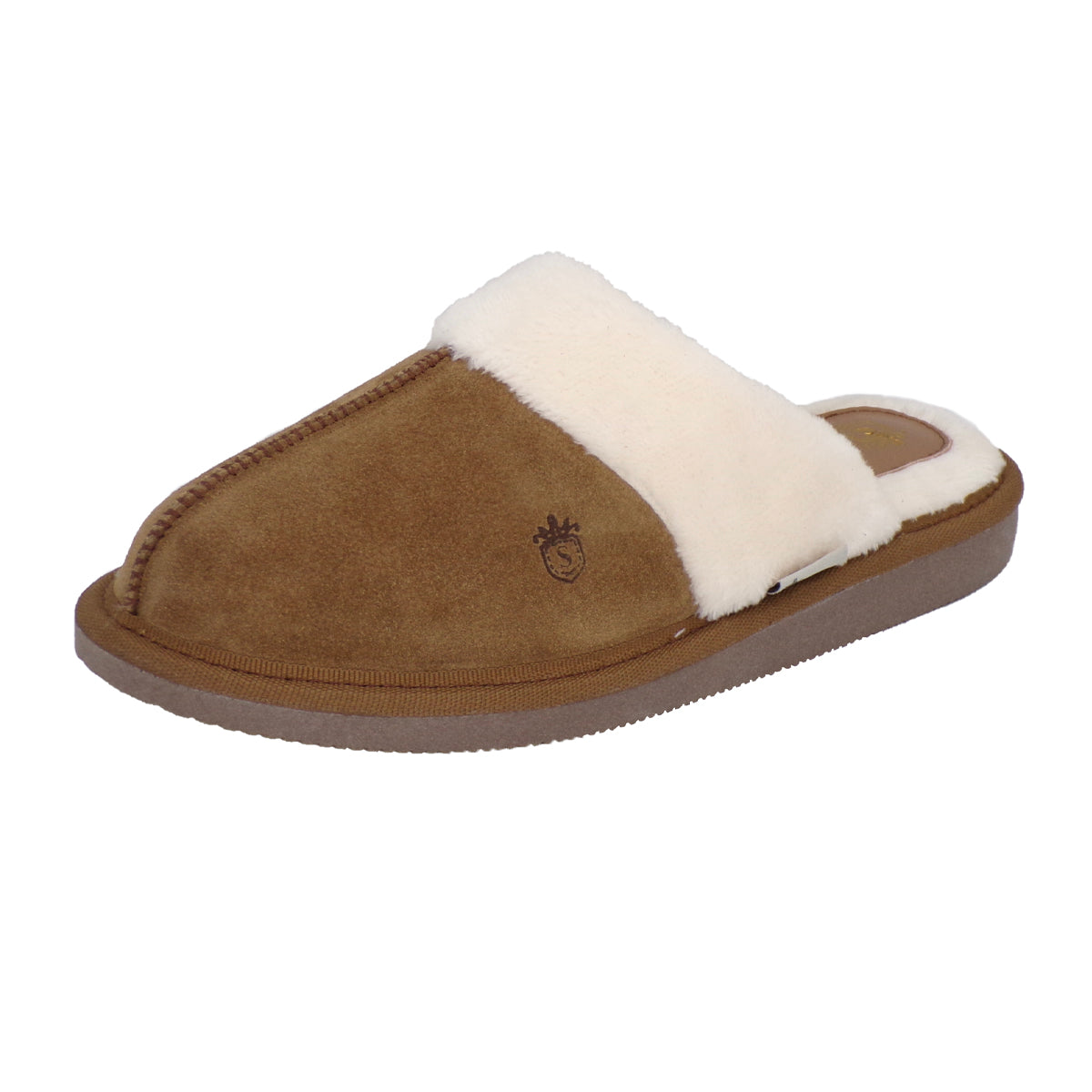 Pantuflas E-3926 de gamuza para mujer, vista lateral