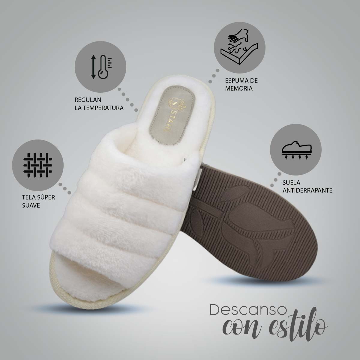Pantuflas E-3968 de textil para mujer, vista 18