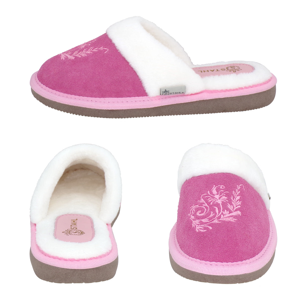 Pantuflas E-3802 de gamuza para mujer, vista superior