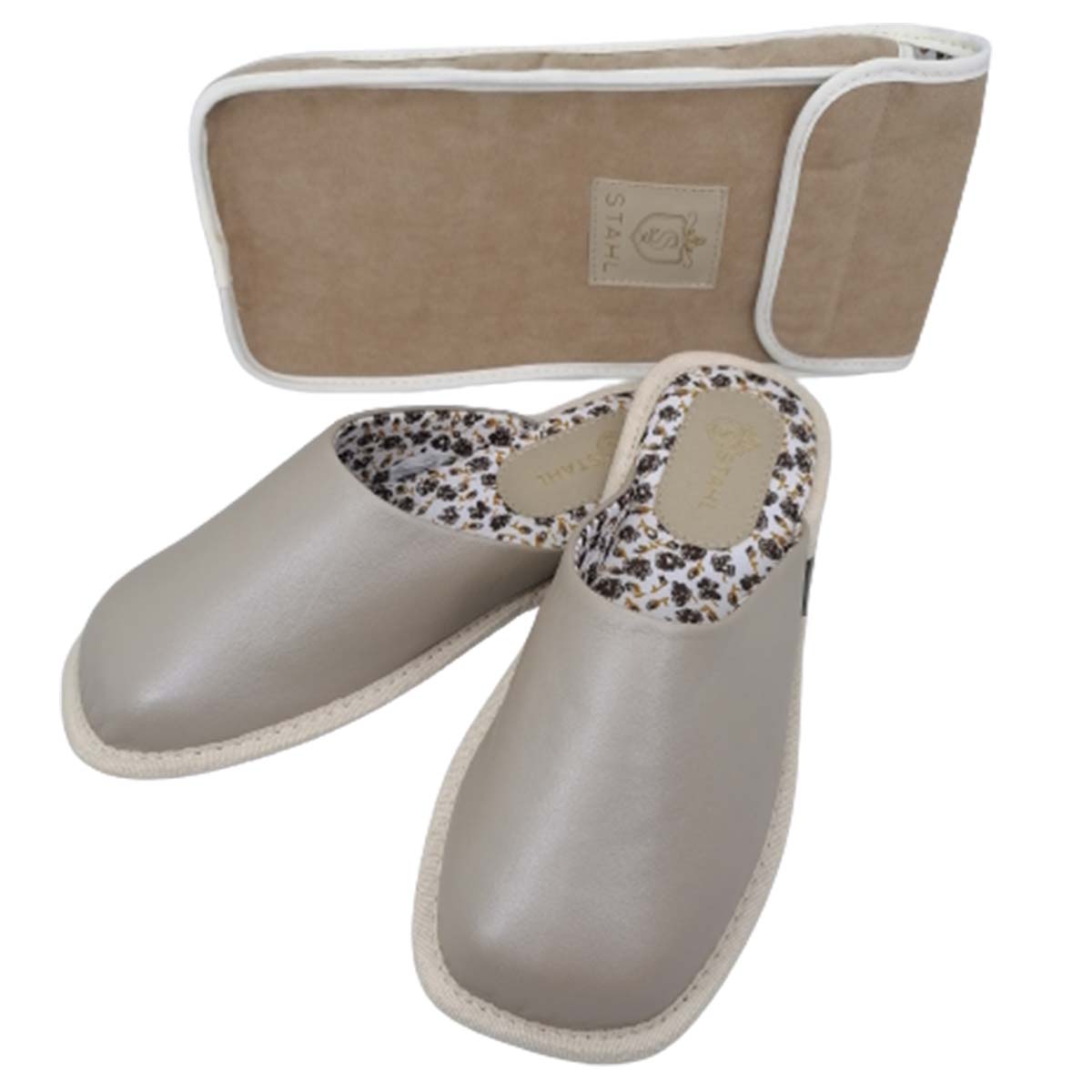 Pantuflas E-3966 de piel de borrego para mujer, vista de tres cuartos