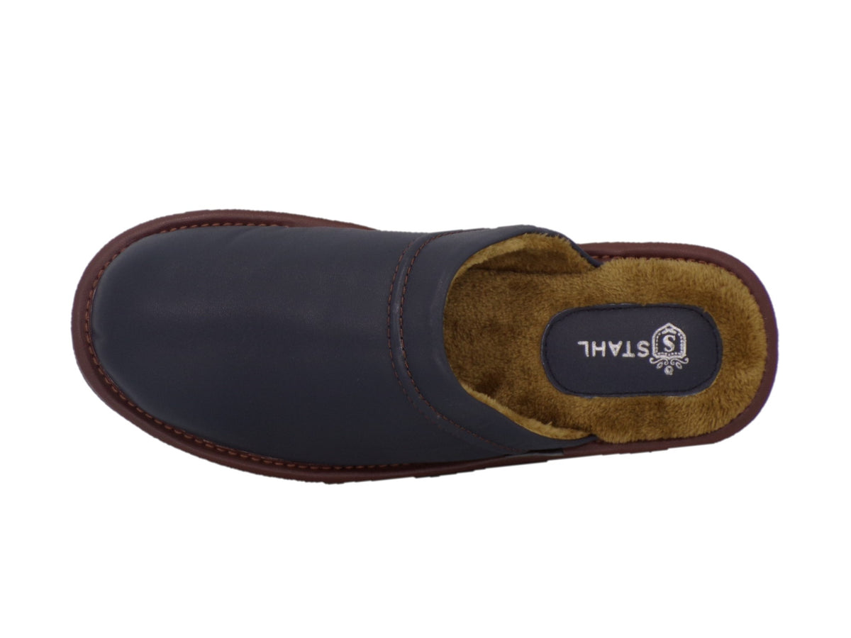 Pantuflas E-4747 de piel de borrego para hombre, par completo