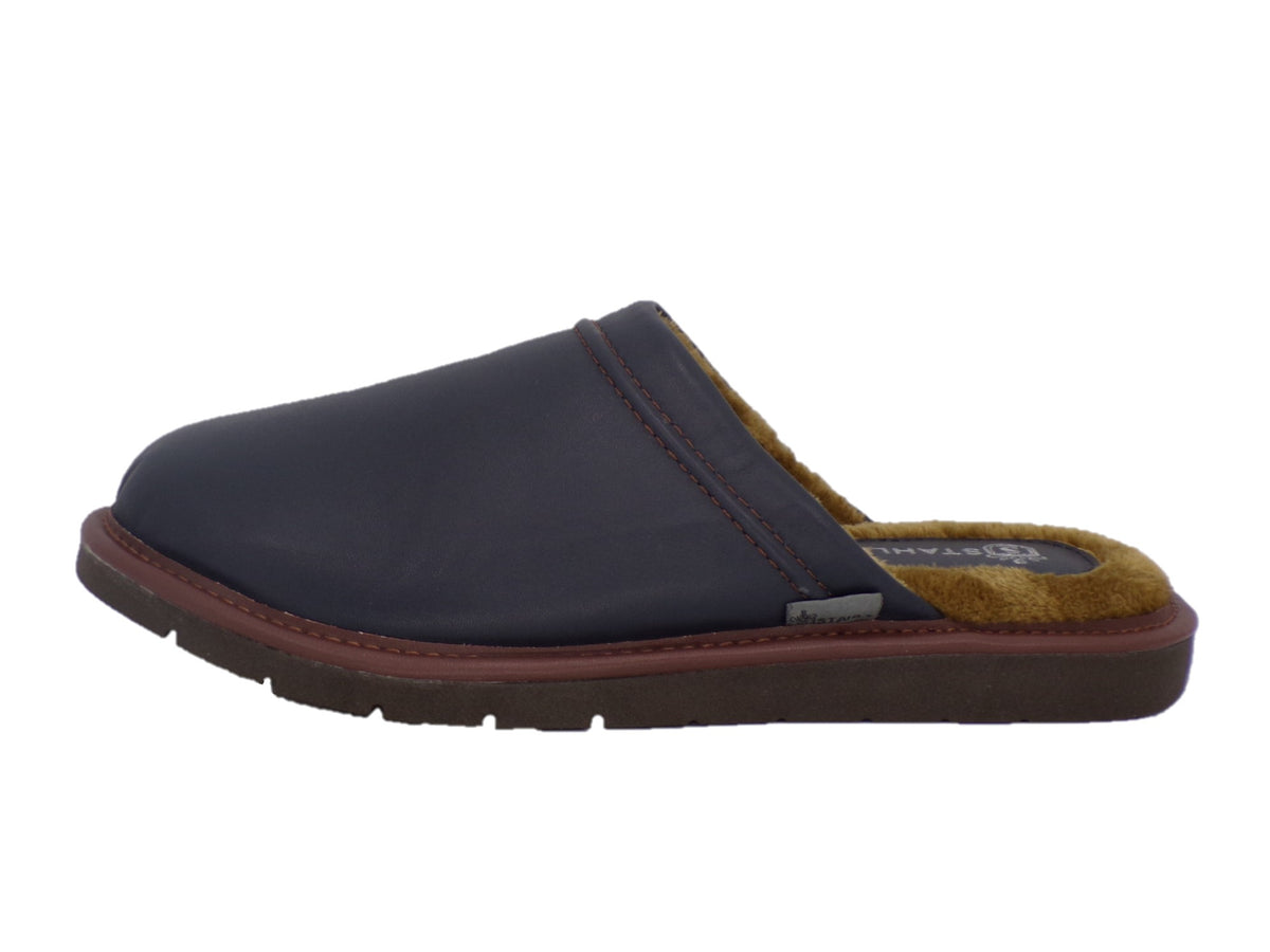 Pantuflas E-4747 de piel de borrego para hombre, vista posterior