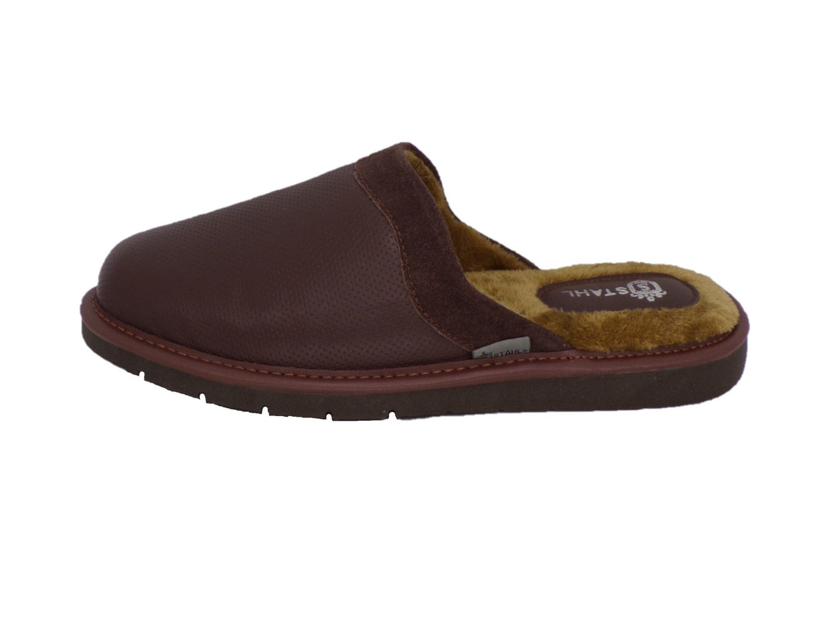 Pantuflas E-4750 de piel de borrego para hombre, detalle del forro interior