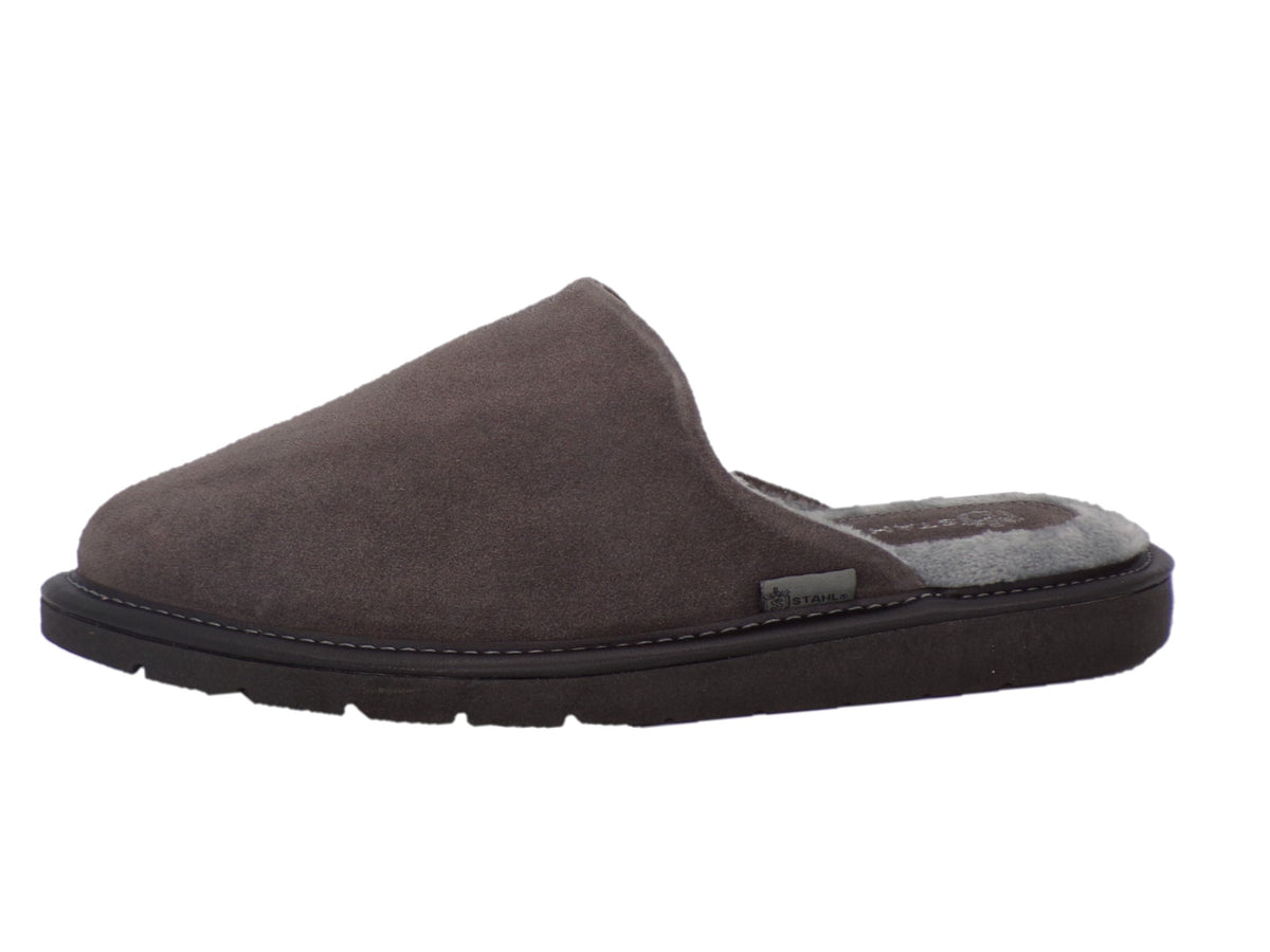 Pantuflas E-9575 de gamuza para hombre, detalle del corte