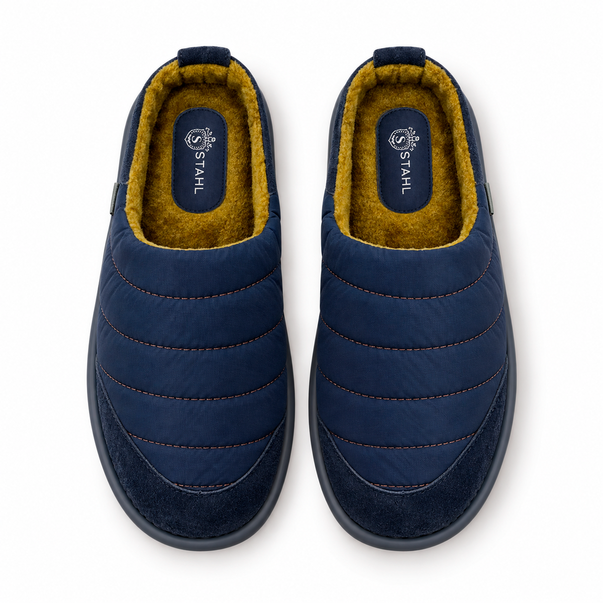Pantuflas E-9638 de textil para hombre, vista de tres cuartos