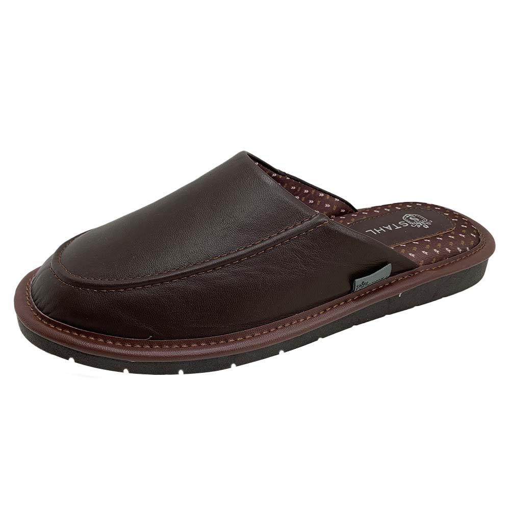 Pantuflas E-9669 de piel de borrego para hombre, vista lateral