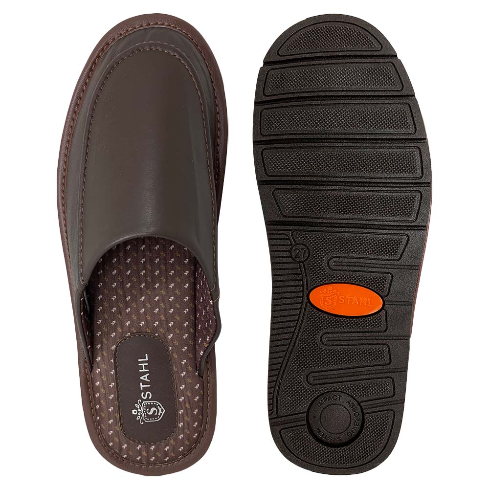 Pantuflas E-9669 de piel de borrego para hombre, vista superior
