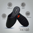 Pantuflas E-9669 de piel de borrego para hombre, detalle de la plantilla