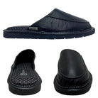 Pantuflas E-9669 de piel de borrego para hombre, detalle del corte