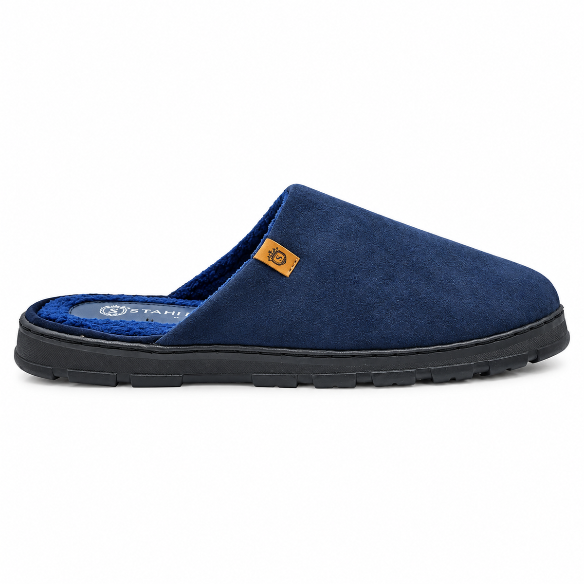 Pantuflas E-9835 de gamuza para hombre, detalle del forro interior