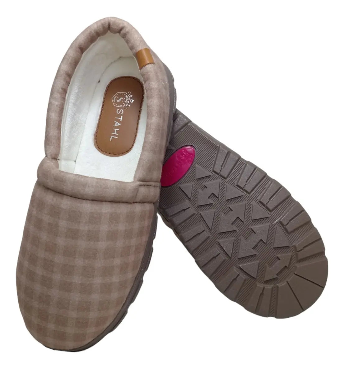Pantuflas E-5067 de textil para mujer, detalle de la costura