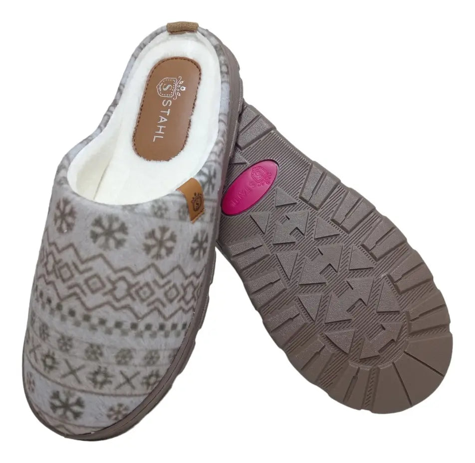 Pantuflas E-5069 de textil para mujer, detalle del talón