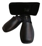 Pantuflas E-9764 de piel de borrego para hombre, vista de tres cuartos