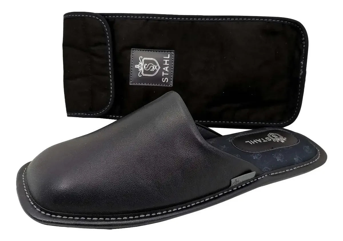 Pantuflas E-9764 de piel de borrego para hombre, vista lateral