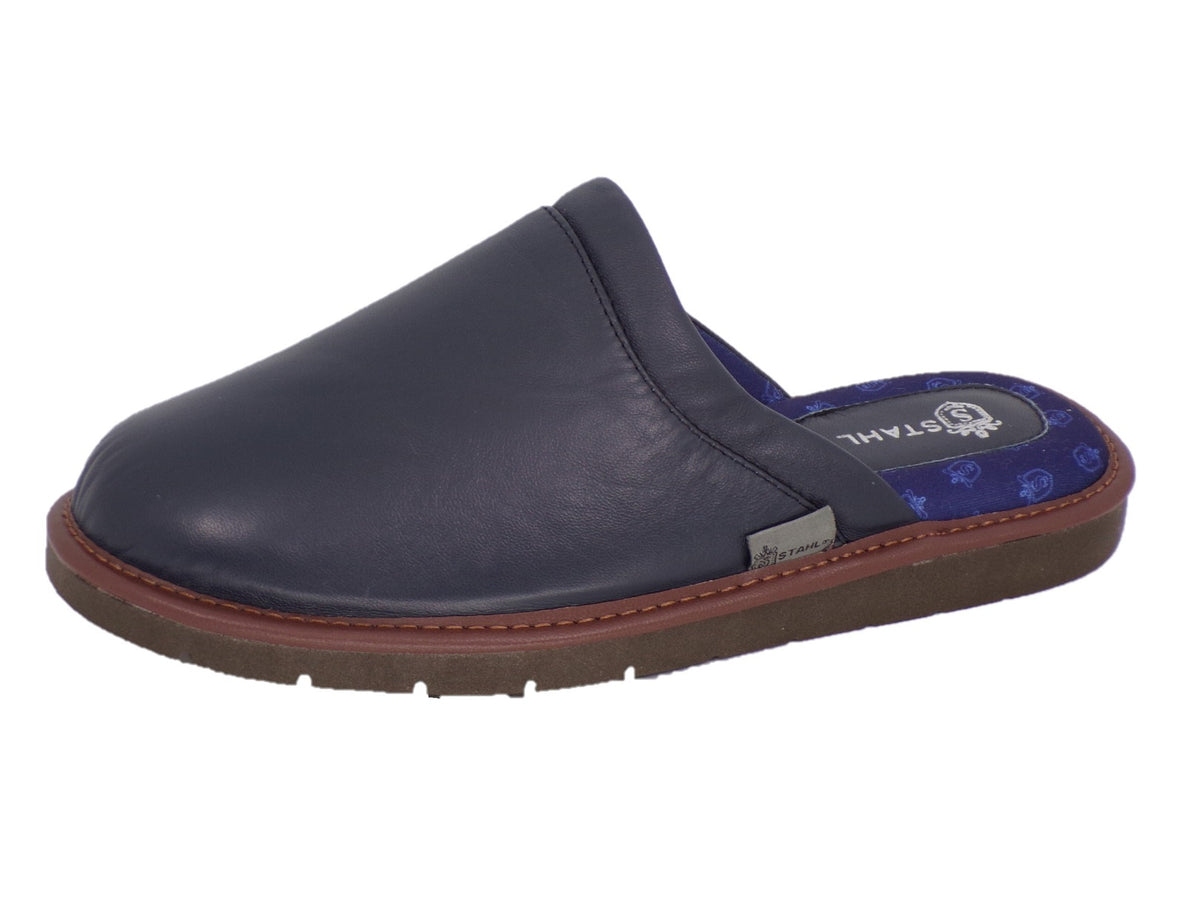 Pantuflas E-1810 de piel de borrego para hombre, vista lateral