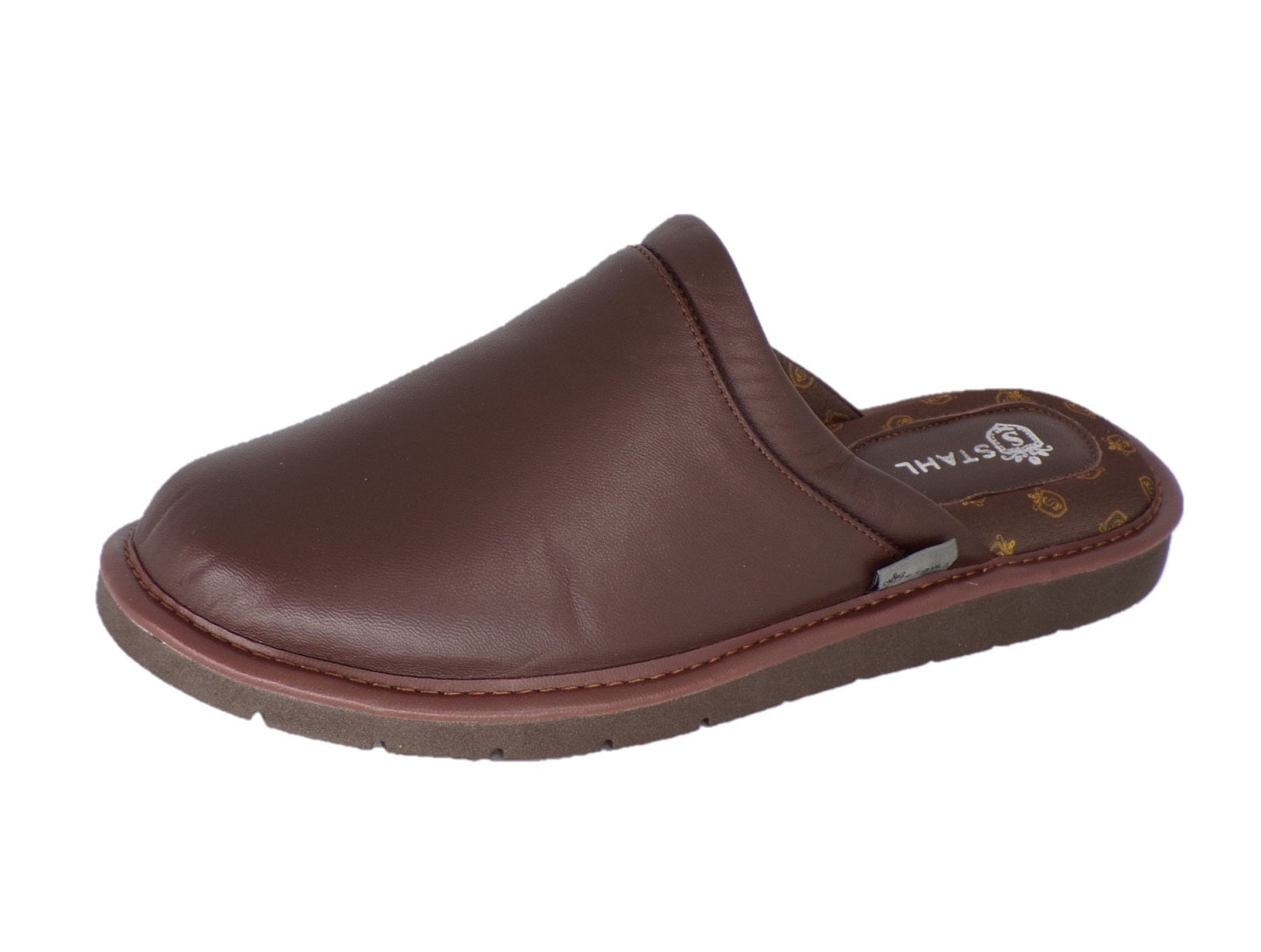 Pantuflas E-1810 de piel de borrego para hombre, vista de tres cuartos