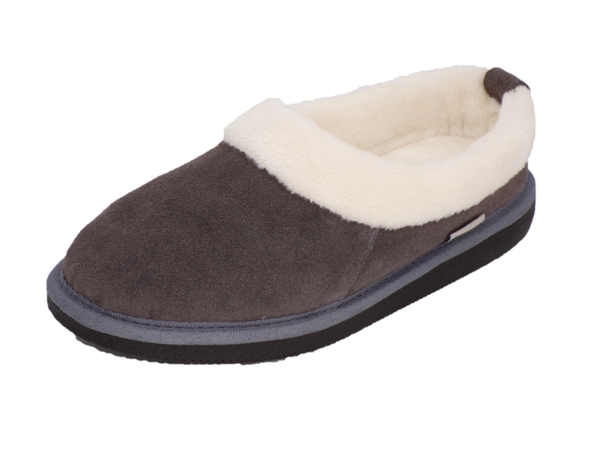 Pantuflas E-3594 de gamuza para mujer, detalle de la costura