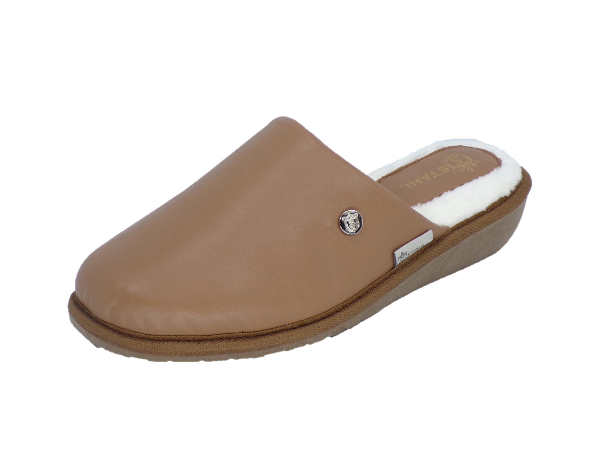 Pantuflas E-3873 de piel de borrego para mujer, vista lateral