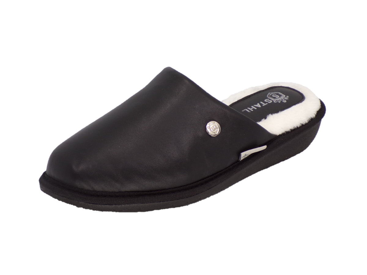 Pantuflas E-3873 de piel de borrego para mujer, detalle de la costura