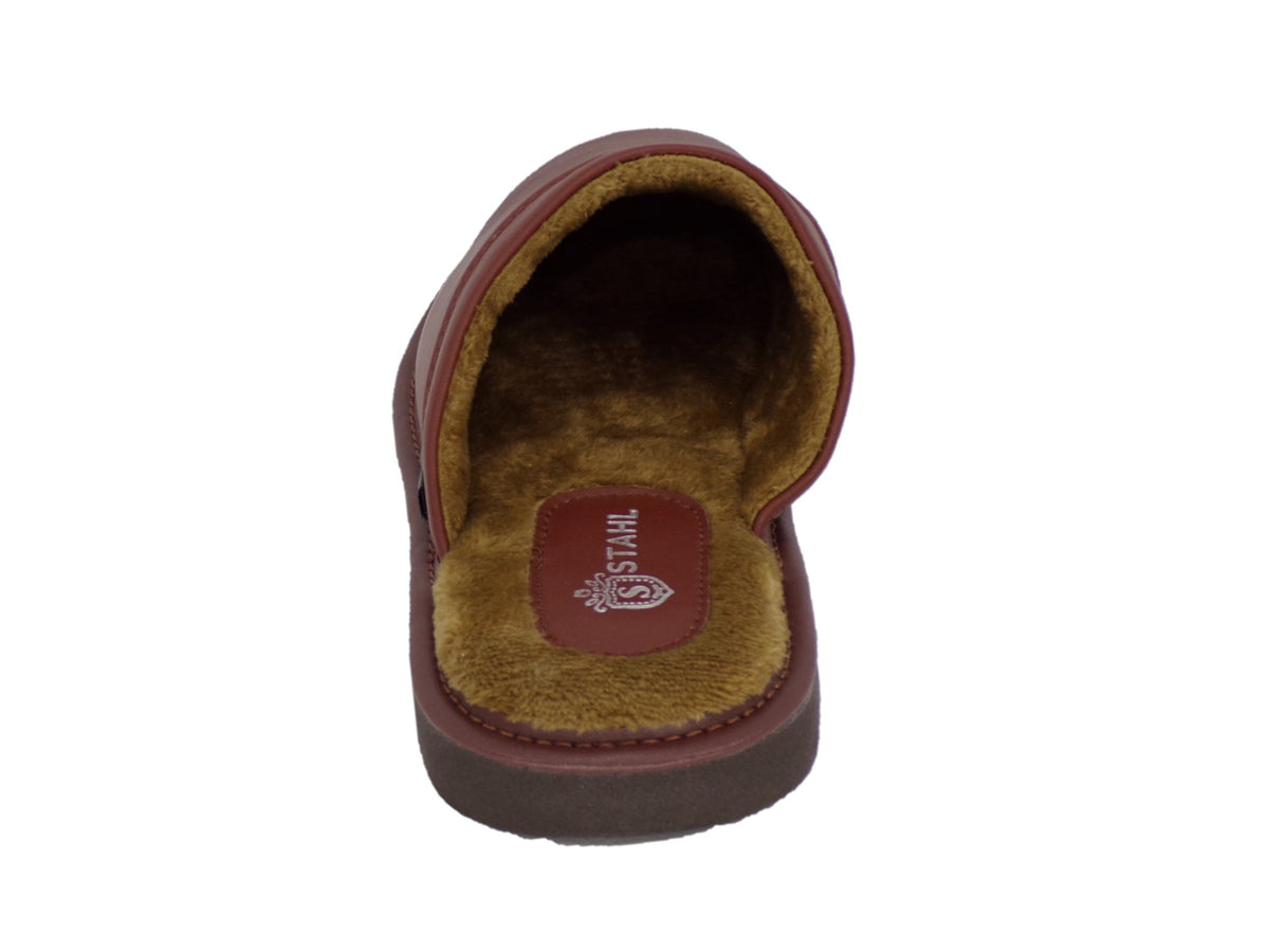 Pantuflas E-4747 de piel de borrego para hombre, suela antiderrapante