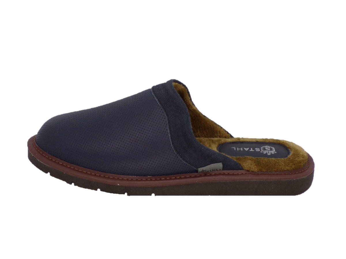 Pantuflas E-4750 de piel de borrego para hombre, par completo