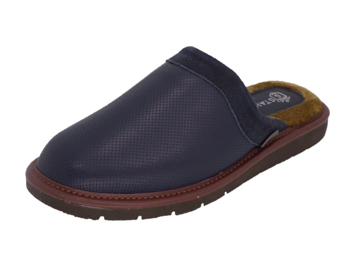 Pantuflas E-4750 de piel de borrego para hombre, vista lateral