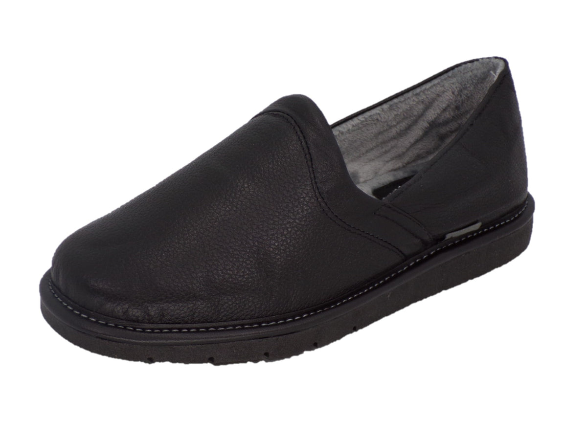 Pantuflas E-9573 de piel de borrego para hombre, vista lateral