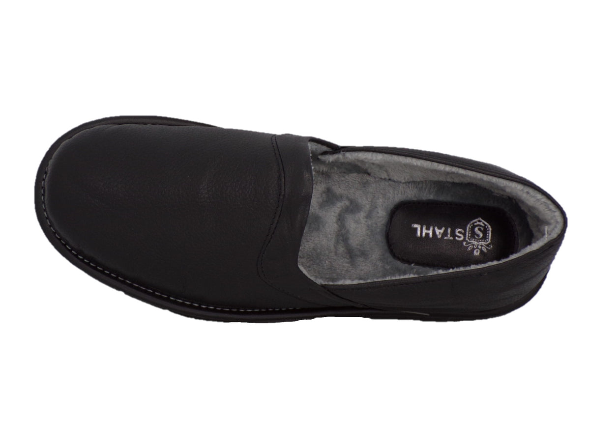 Pantuflas E-9573 de piel de borrego para hombre, suela antiderrapante