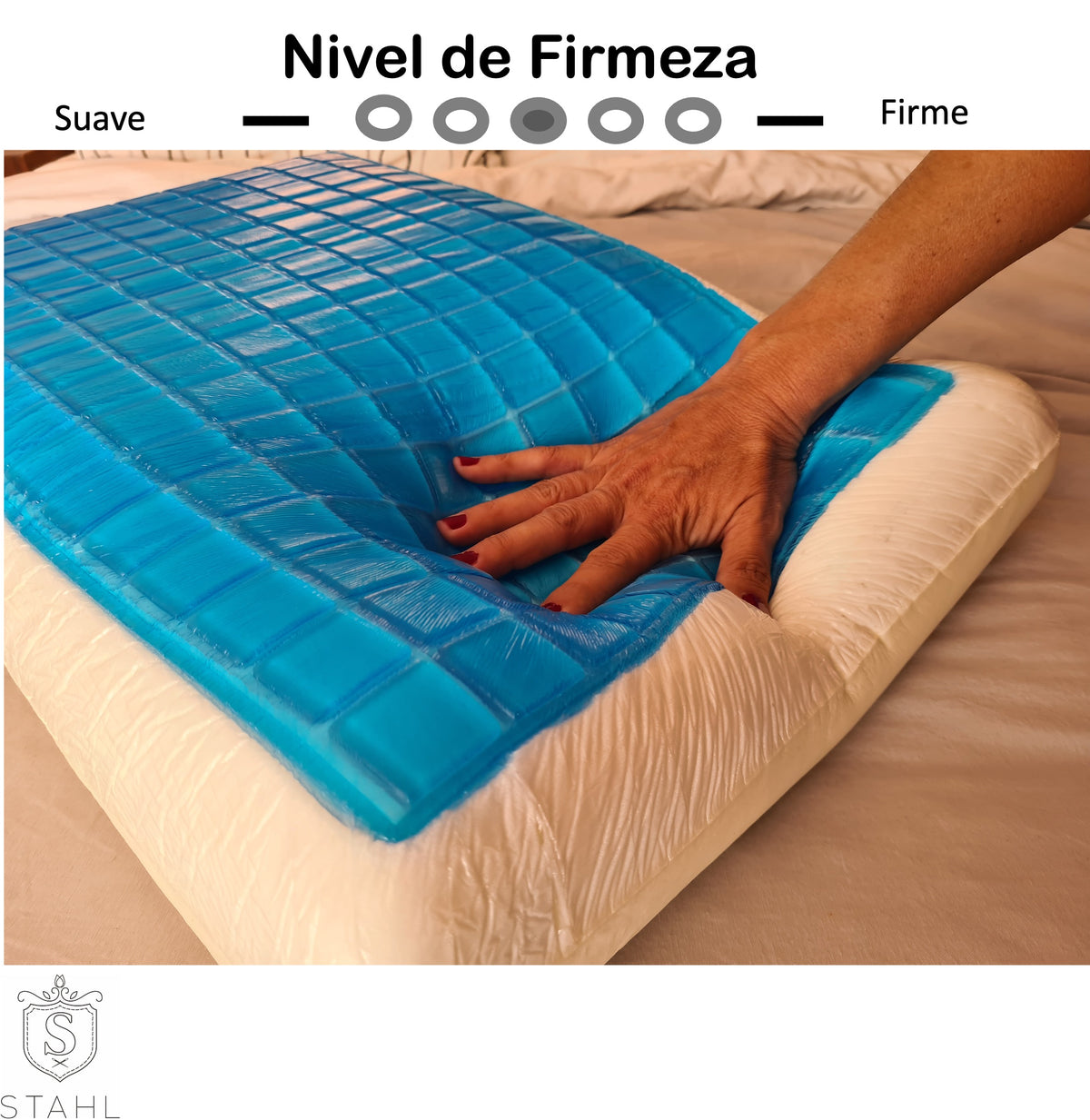 Almohada E-6051 de memory foam con gel refrescante, detalle del material