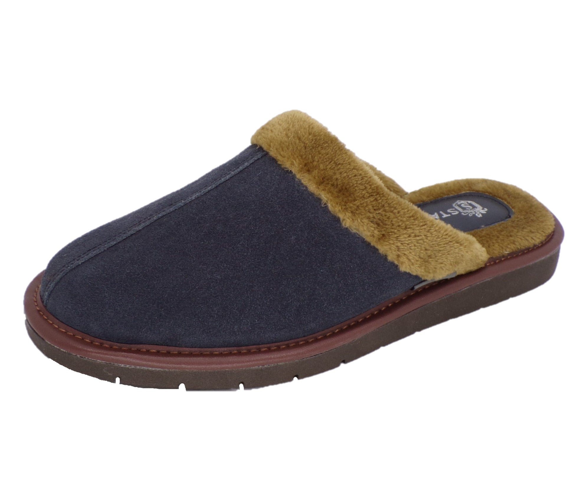Pantuflas E-4751 de gamuza para hombre, vista lateral