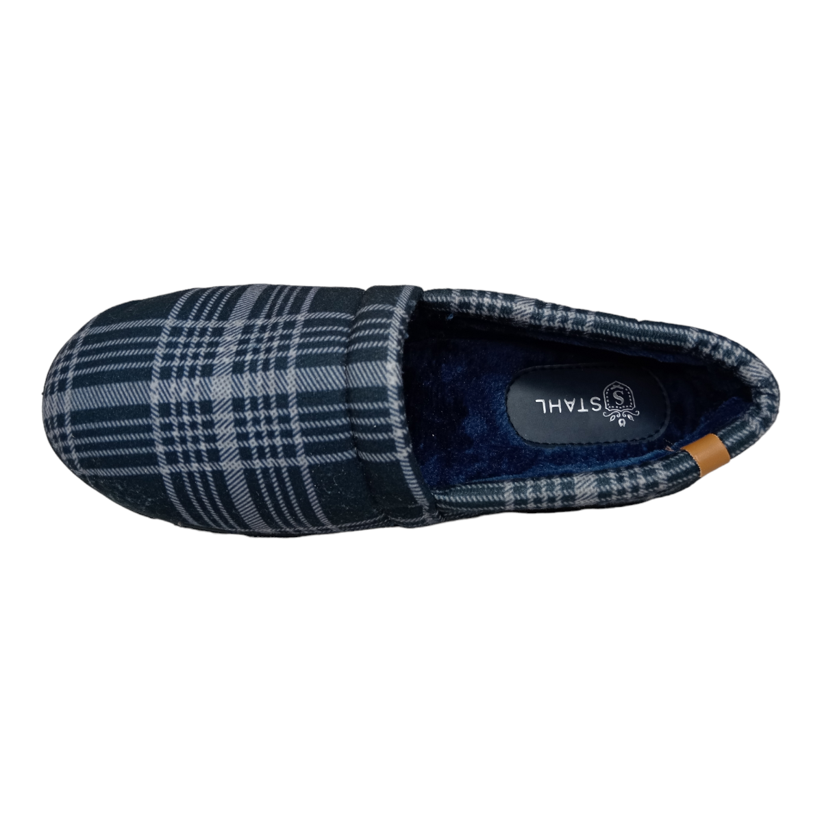 Pantuflas E-9748 de textil para hombre, vista de tres cuartos