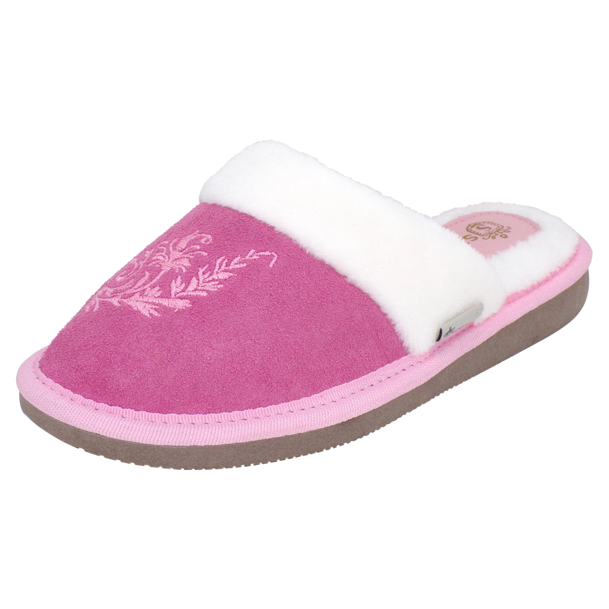 Pantuflas E-3802 de gamuza para mujer, vista lateral