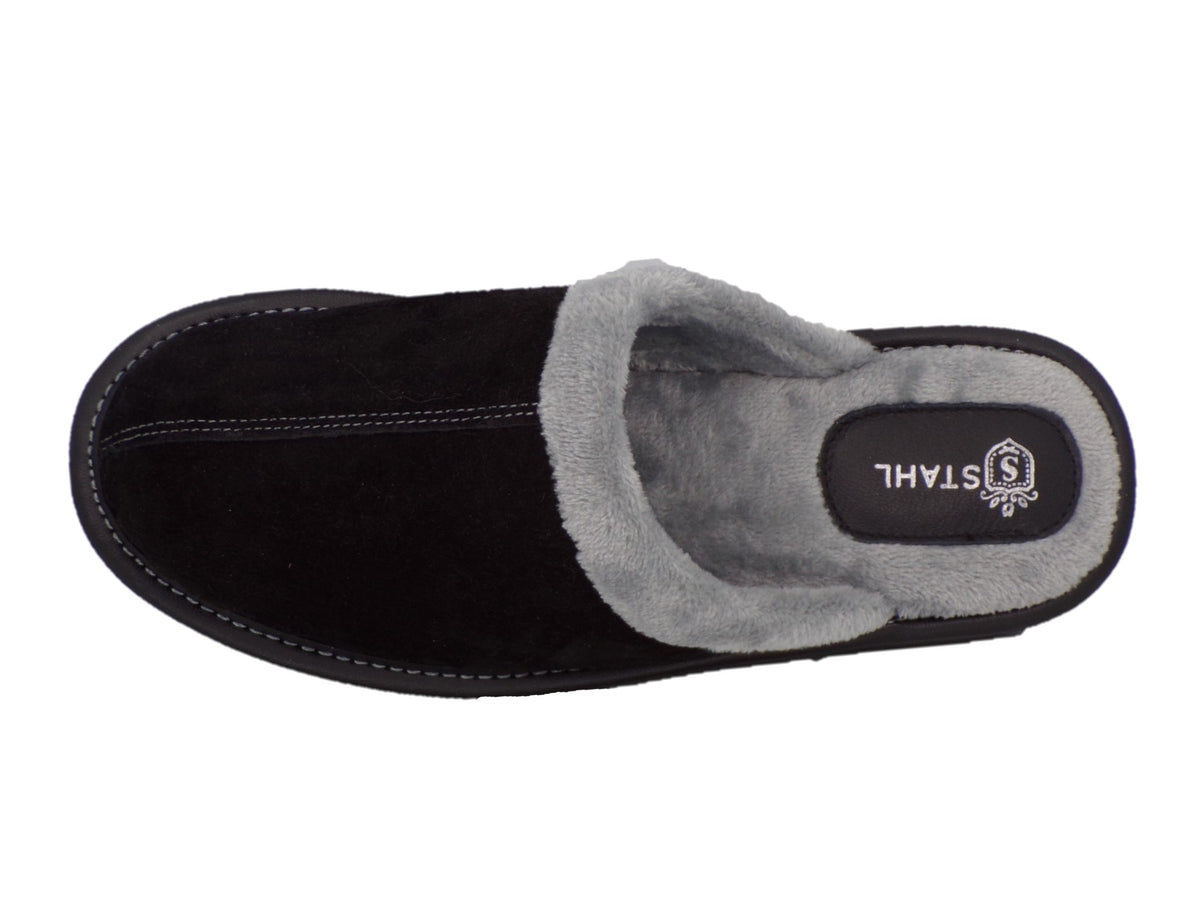Pantuflas E-4751 de gamuza para hombre, vista posterior