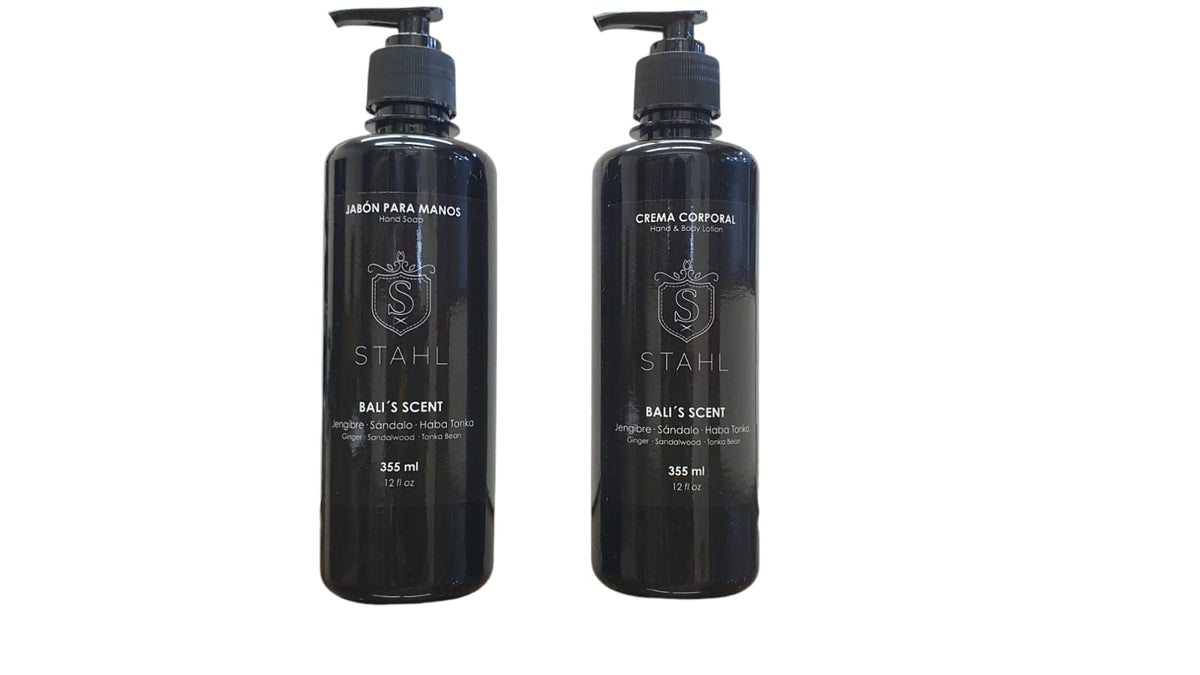Kit de jabón líquido y crema para manos Stahl, vista de frente