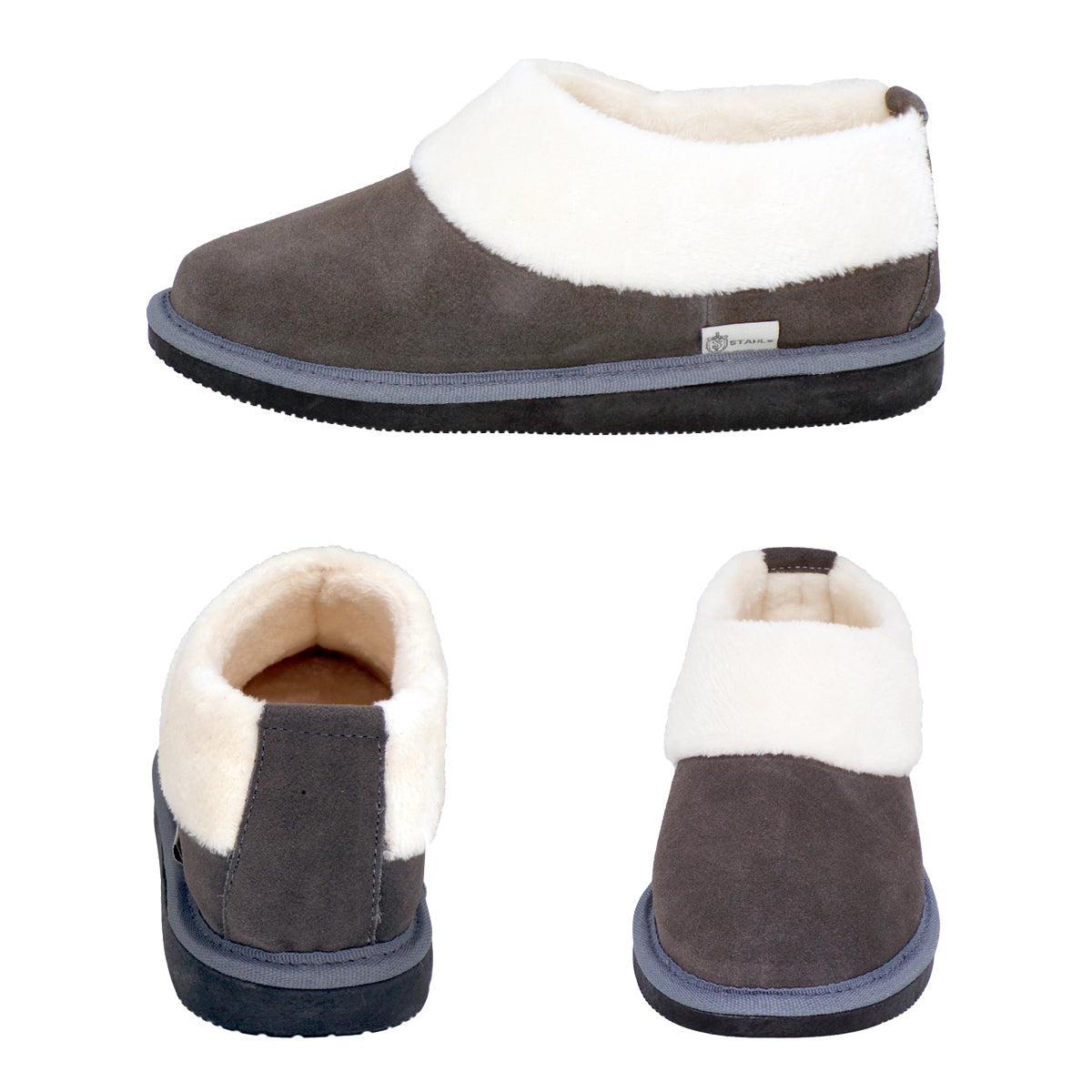 Pantuflas E-3889 de gamuza para mujer, suela antiderrapante