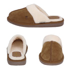 Pantuflas E-3926 de gamuza para mujer, vista de tres cuartos