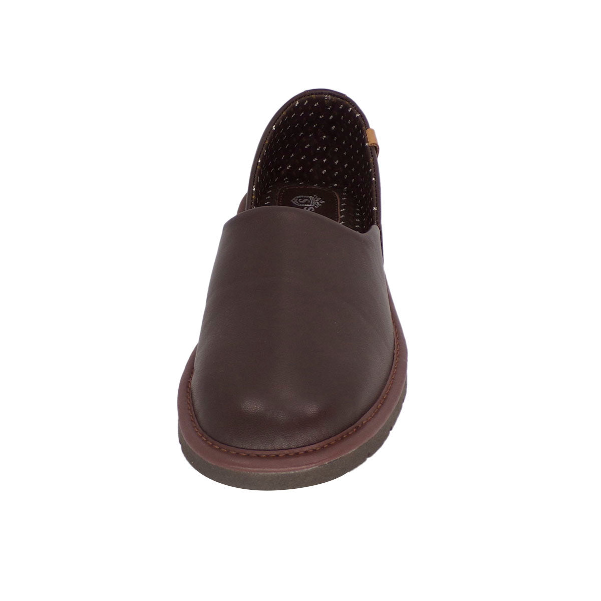 Pantuflas E-9555 de piel de borrego para hombre, detalle del corte