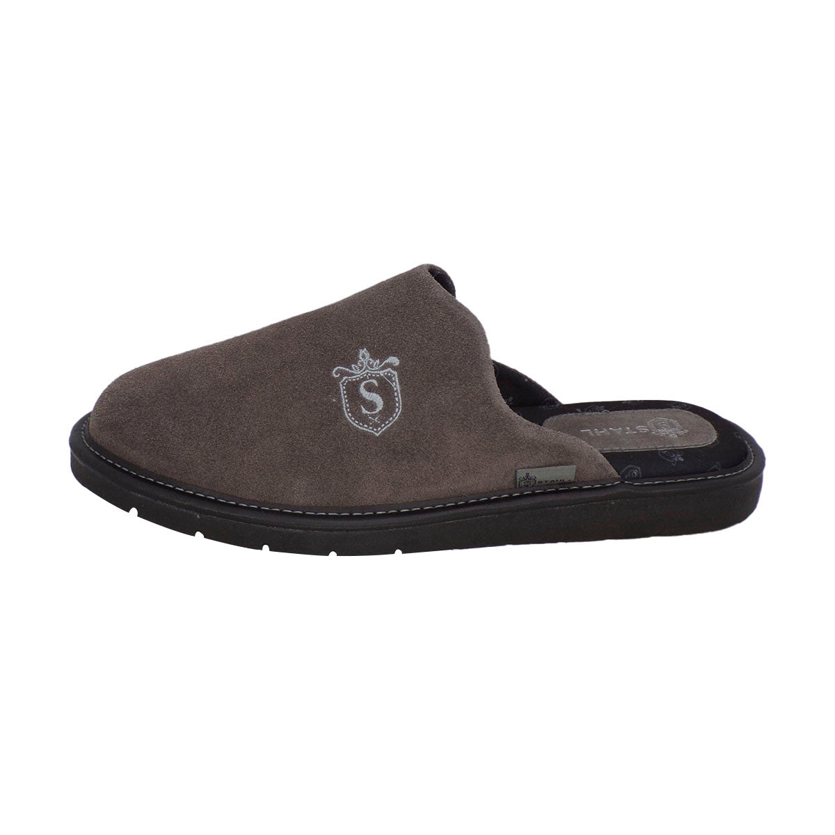 Pantuflas E-4767 de gamuza para hombre, vista de tres cuartos