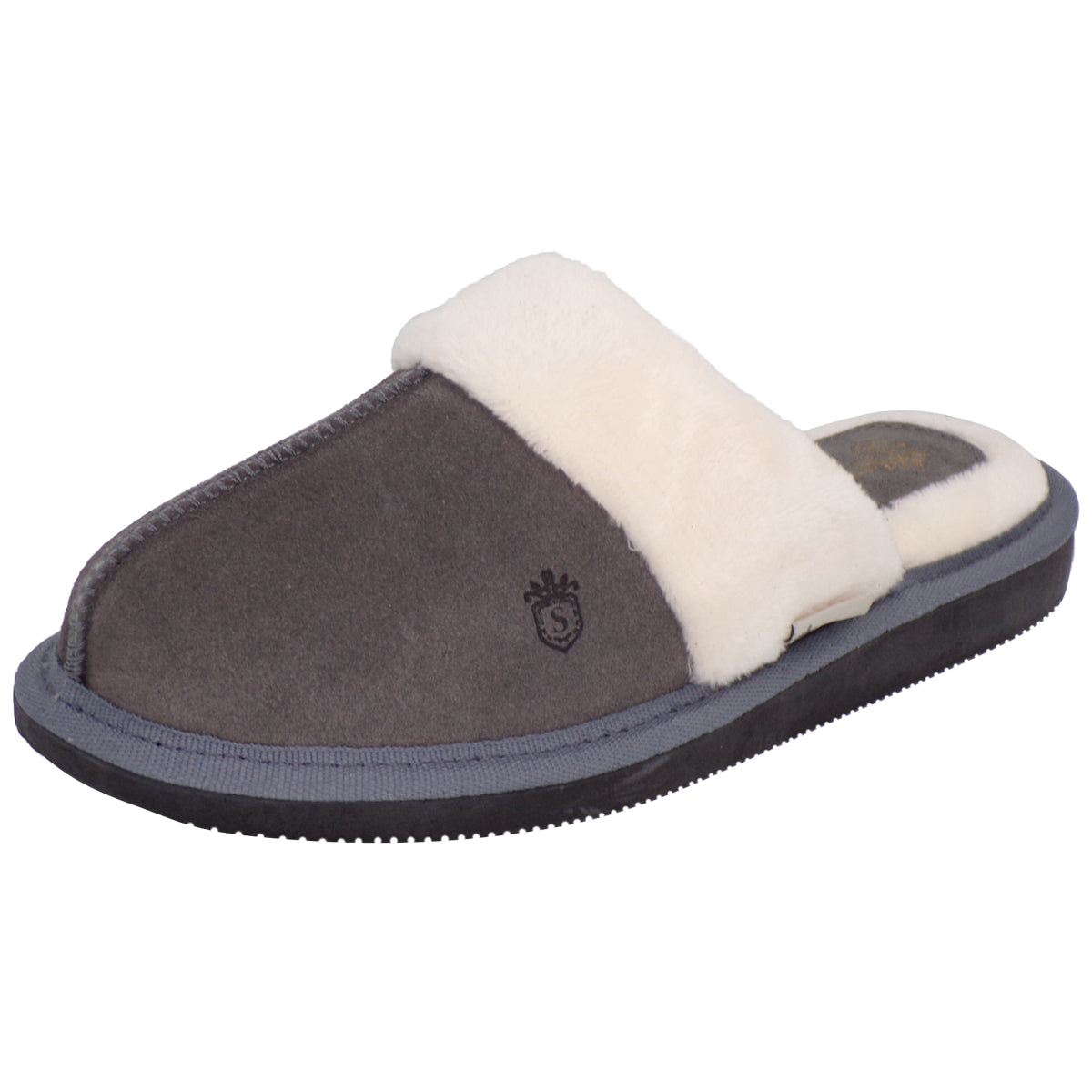 Pantuflas E-3926 de gamuza para mujer, detalle del corte